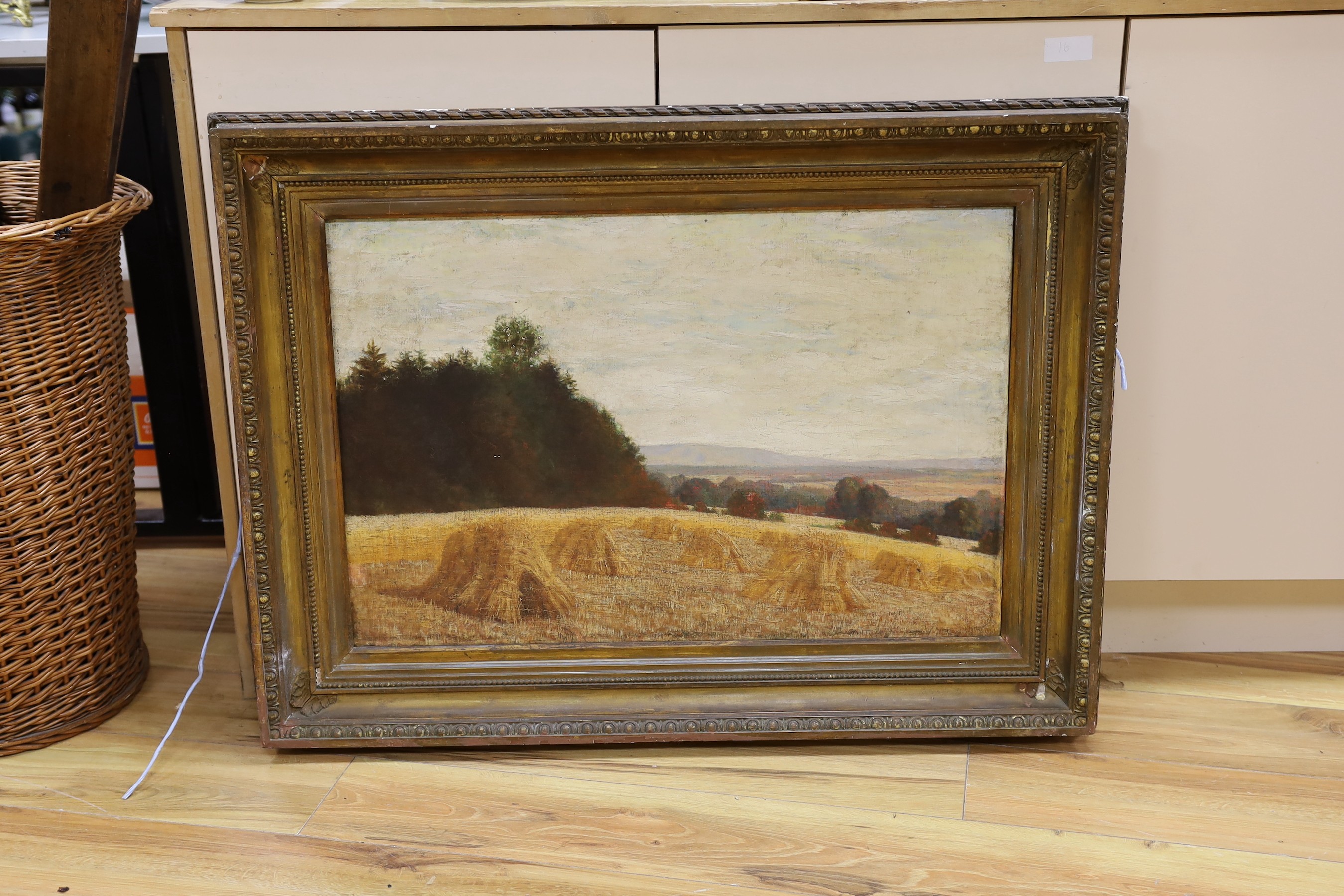 Victorian School, oil on canvas, Harvest field, 50 x 75cm